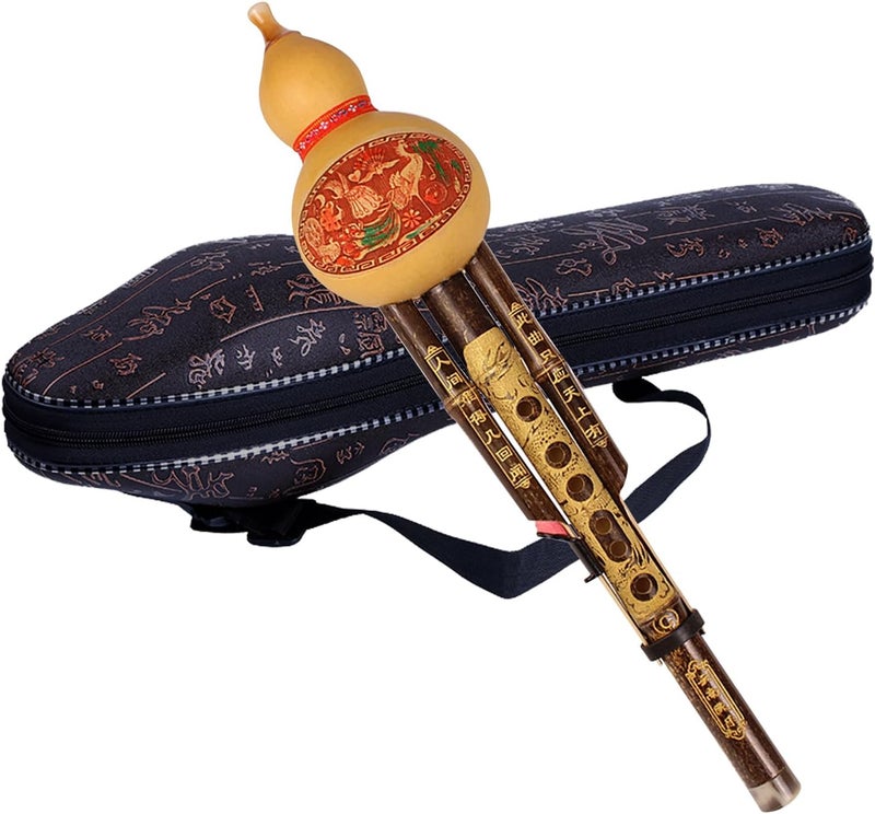 mocrcrel Chinese Handmade Hulusi Bamboo Gourd Cucurbit Flute Ethnic Musical Instrument for Beginner Music Lovers (Key of C) - Image 1